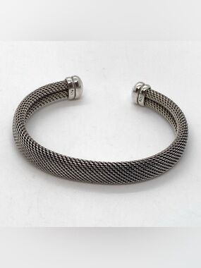 Vtg 925 Sterling Silver Woven Mesh Cuff Bracelet | 5.4” + 1” Gap | 1.7” D | 20g